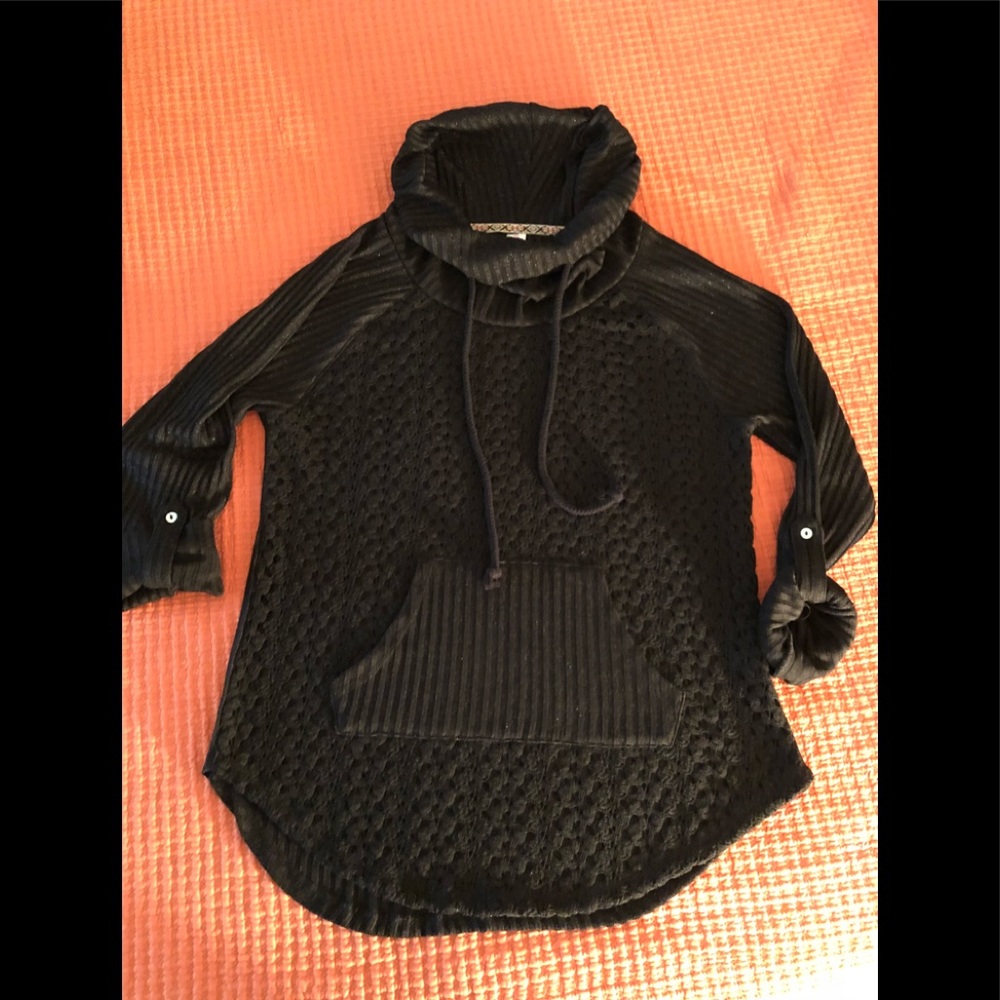 No Boundaries - Black and silver cowl neck sweater